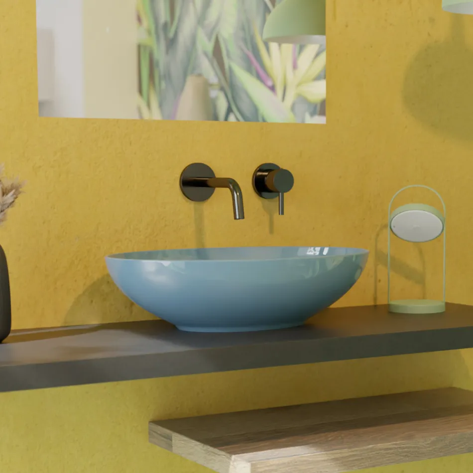 Ovale aanrechtwastafel in glanzend keramiek L 50 cm Made in Italy - Ferry Viadurini