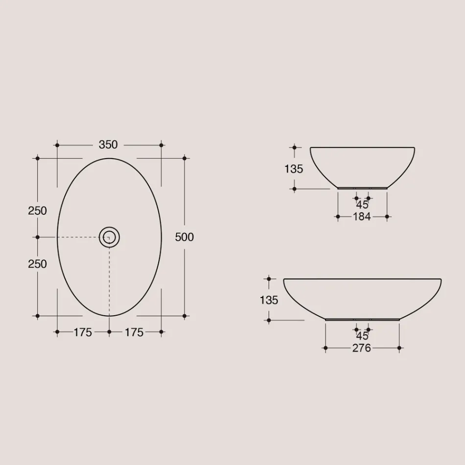 Ovale wastafel in glanzend keramiek Made in Italy - Ferry Viadurini