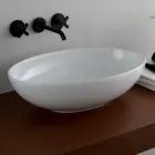 Ovale wastafel in glanzend keramiek Made in Italy - Ferry Viadurini