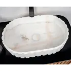 Ovale opzetwastafel voor de badkamer van wit marmer - Cunzite Viadurini