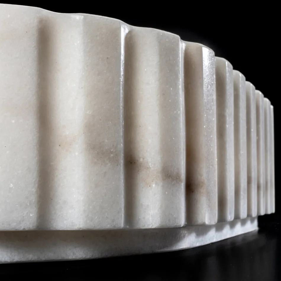 Ovale opzetwastafel voor de badkamer van wit marmer - Cunzite Viadurini