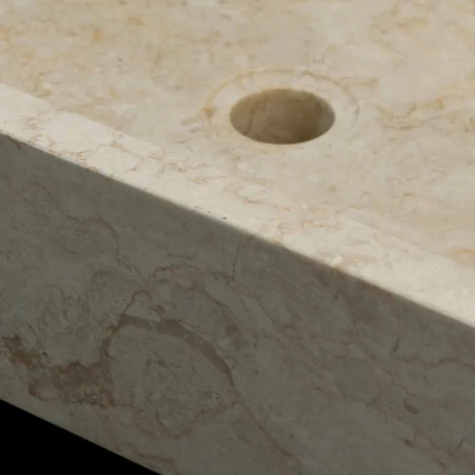 Witte aanrechtwastafel in natuursteen Jef, uniek stuk Viadurini