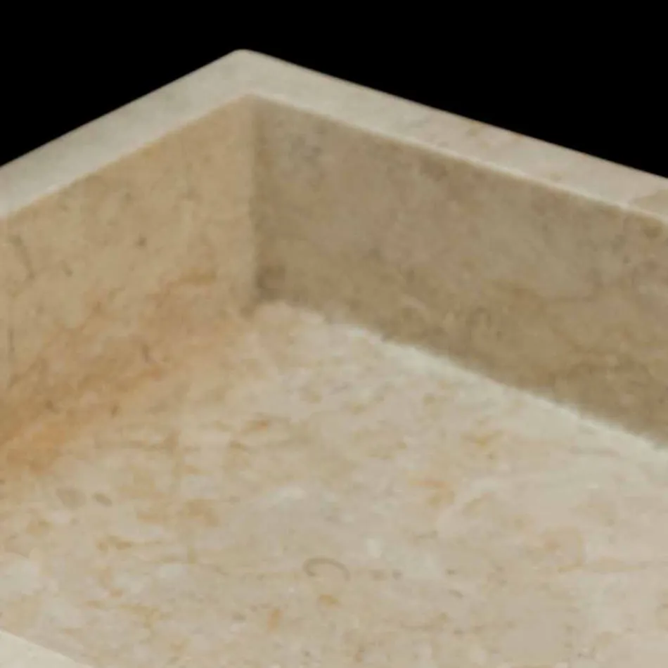 Witte aanrechtwastafel in natuursteen Jef, uniek stuk Viadurini
