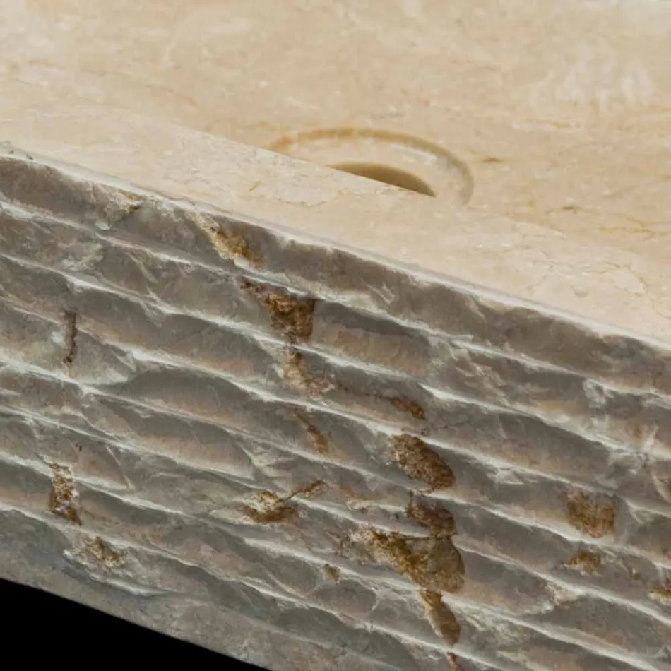 Enkele aanrechtwastafel in natuurlijke witte Idro-steen Viadurini