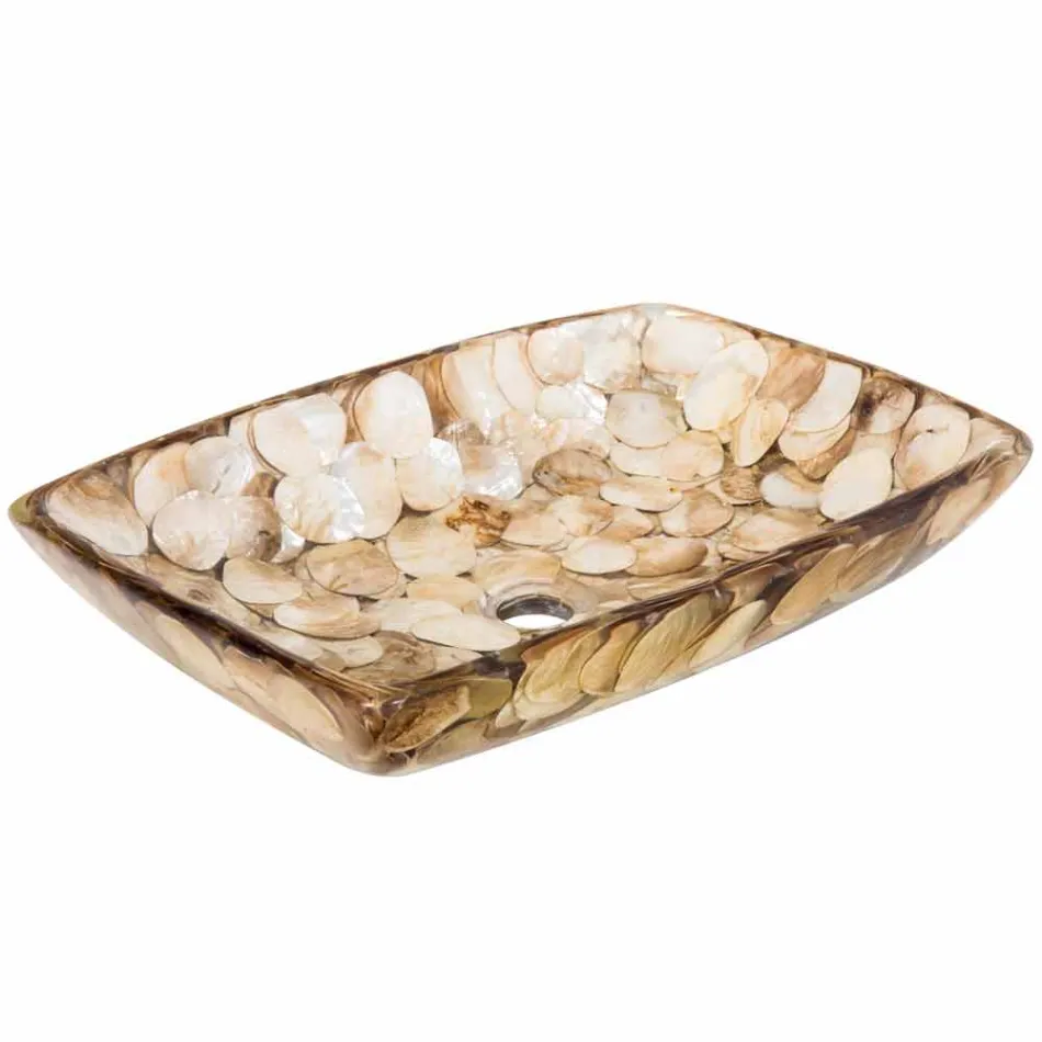 Wastafel stuk kunsthars Inez, handgemaakte Viadurini