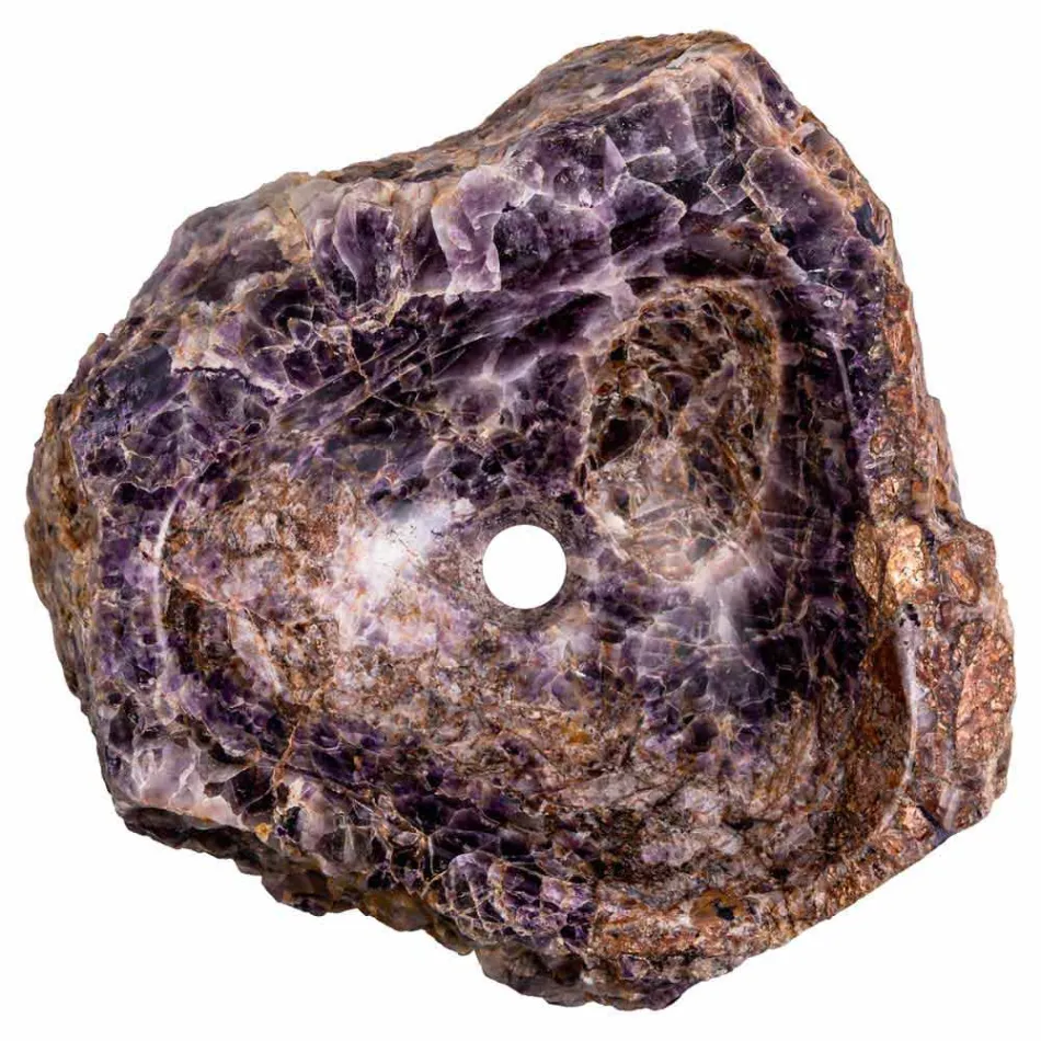 Aanrecht wasbak handgemaakt in amethist steen, Vidor Viadurini