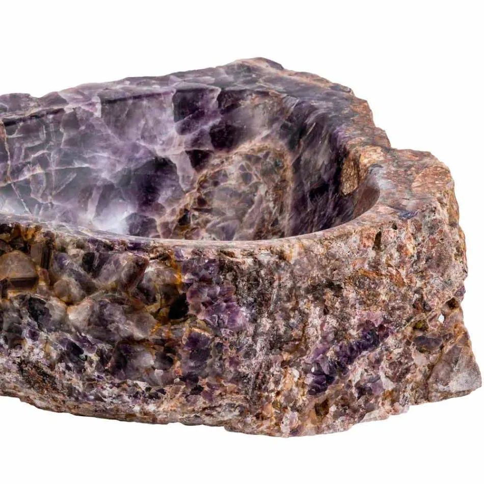 Aanrecht wasbak handgemaakt in amethist steen, Vidor Viadurini