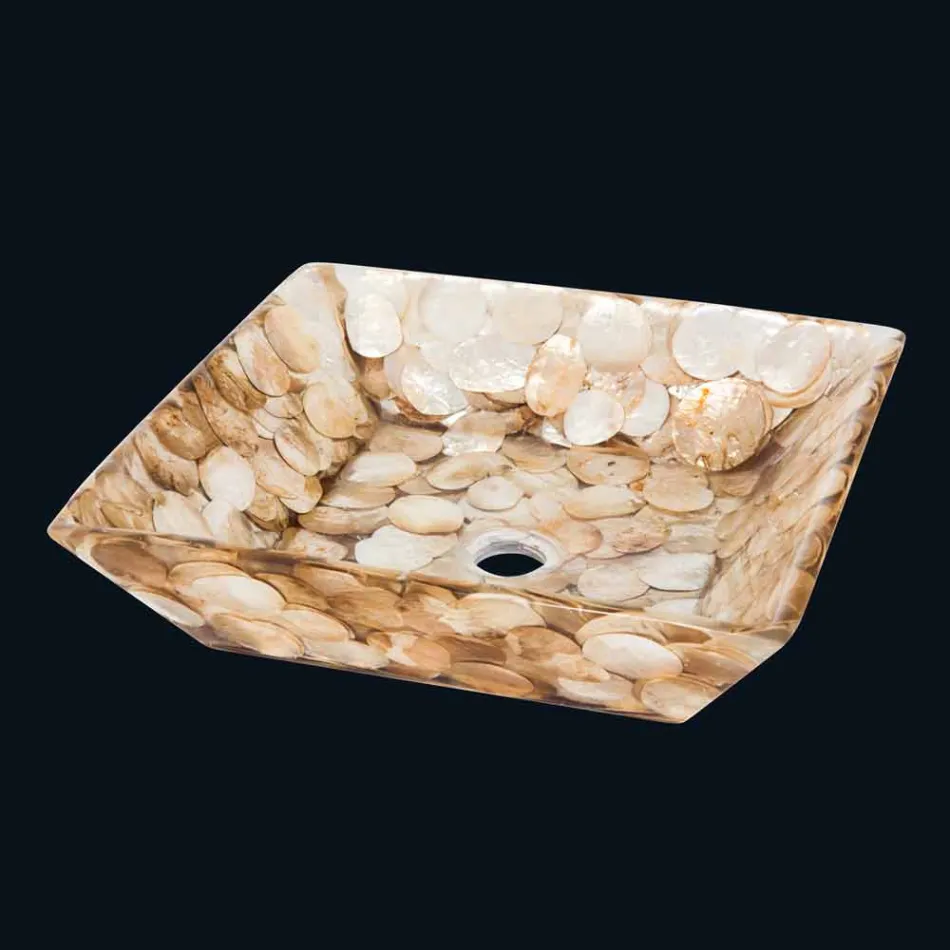 Aanrecht ontwerpondersteuning vierkante Akira, kunsthars Viadurini