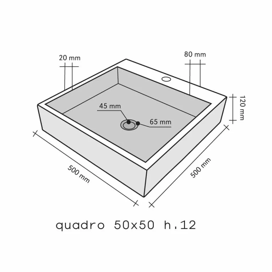 Wastafel Ondersteunende Plein in basaltzwart Ban Viadurini