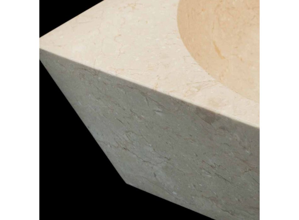 Vierkante aanrechtwastafel in witte Jiny natuursteen Viadurini