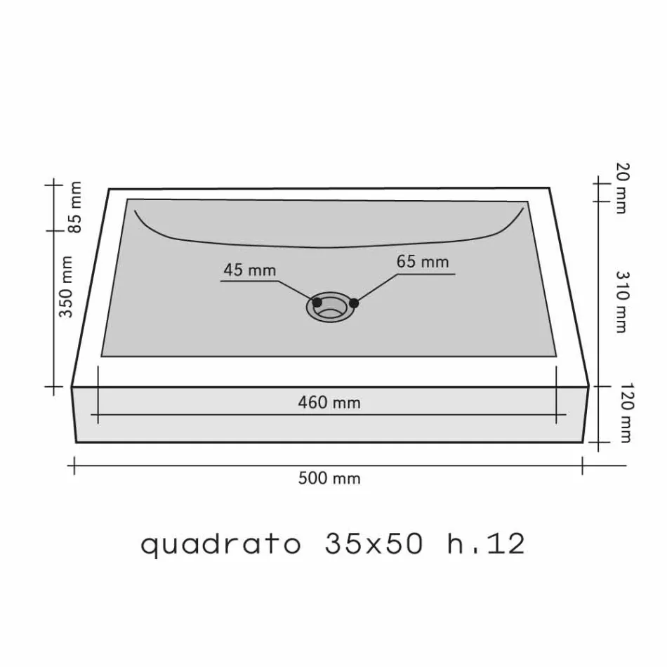 Ondersteunende vierkante wastafel Natural Black Stone Jakarta Viadurini