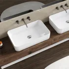 Aster rechthoekige keramische wastafel met een modern design. Viadurini