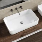 Aster rechthoekige keramische wastafel met een modern design. Viadurini