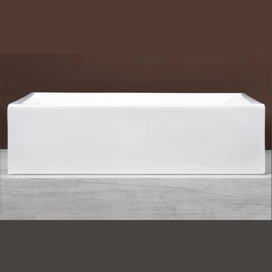 Rechthoekige keramische wastafel met modern design - Papavero Viadurini