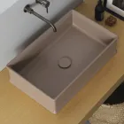 Rechthoekige wastafel in mat keramiek Made in Italy - Debora Viadurini