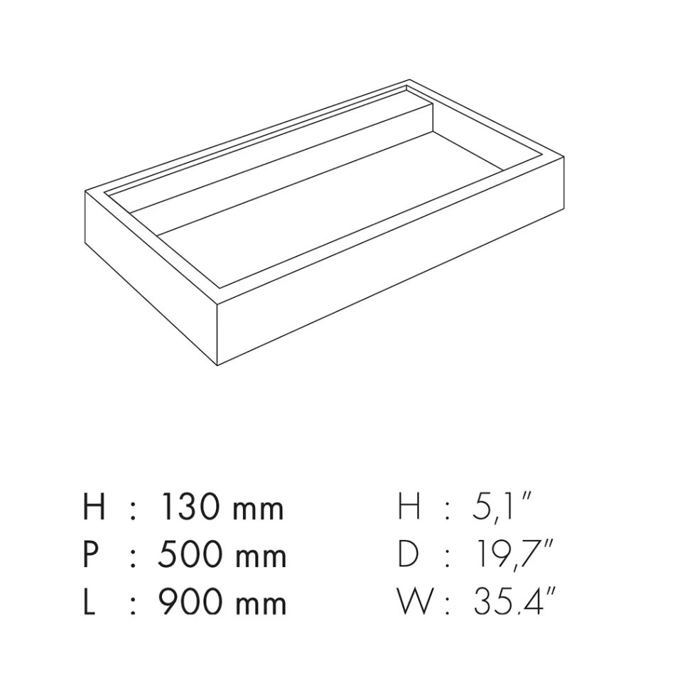 Rechthoekige wastafel in porseleinen aardewerk Made in Italy - Cervia Viadurini