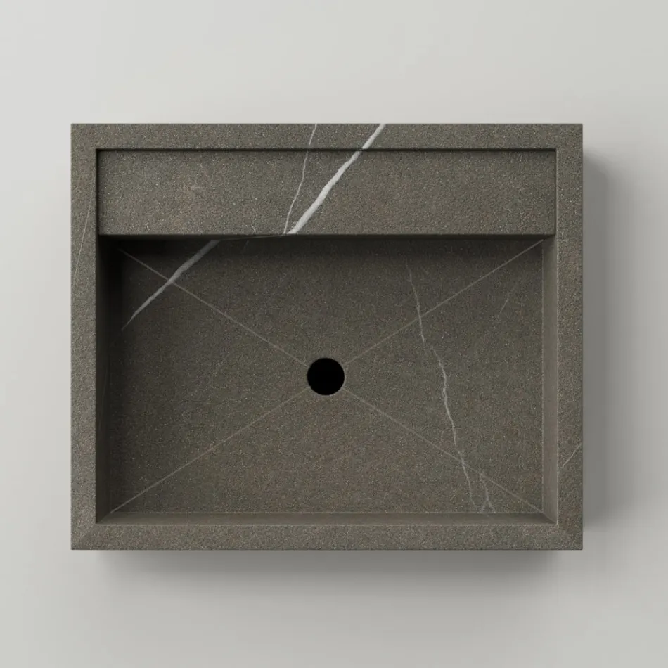 Rechthoekige wastafel in porseleinen aardewerk Made in Italy - Cervia Viadurini