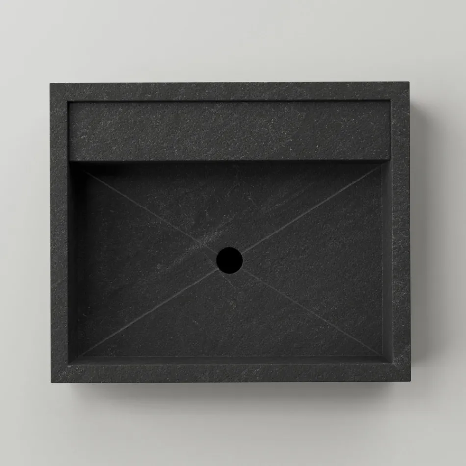 Rechthoekige wastafel in porseleinen aardewerk Made in Italy - Cervia Viadurini