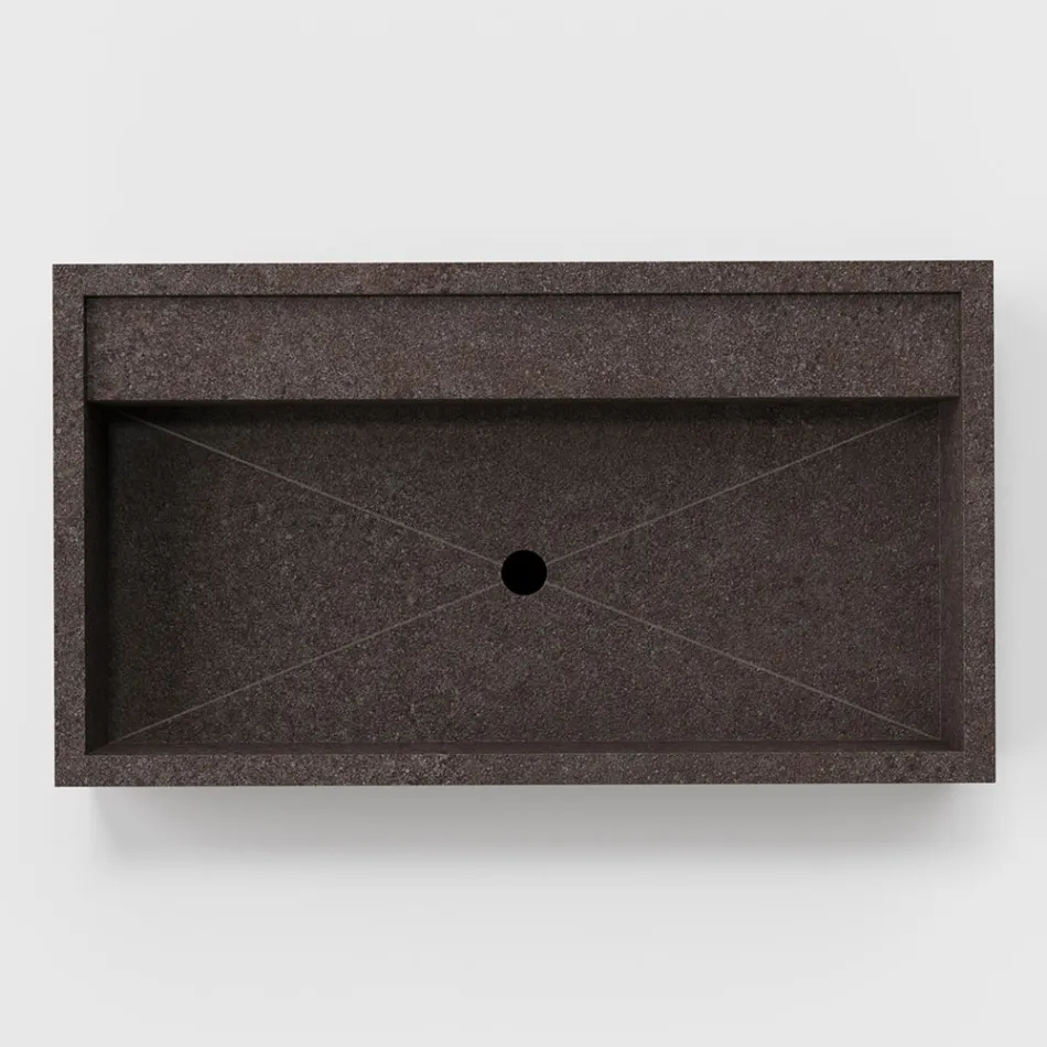 Rechthoekige wastafel in porseleinen aardewerk Made in Italy - Cervia Viadurini