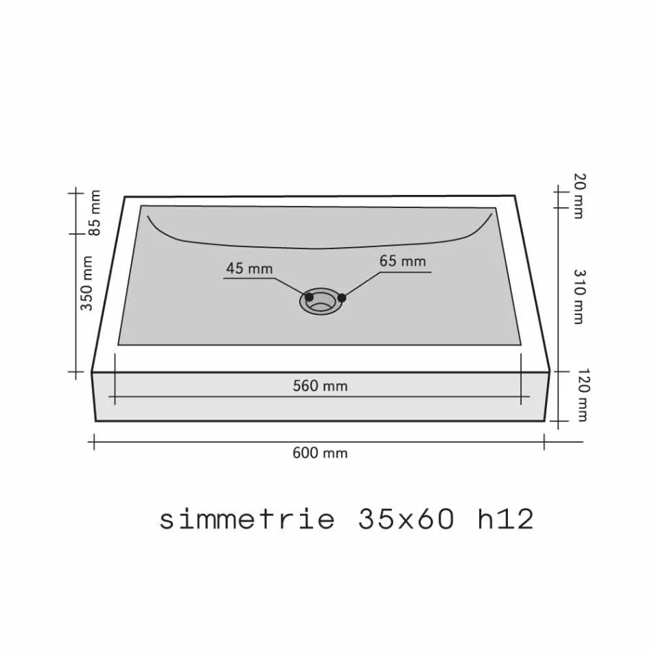 Ondersteunende wastafel Rechthoekige Stone Natural Black Satun Viadurini