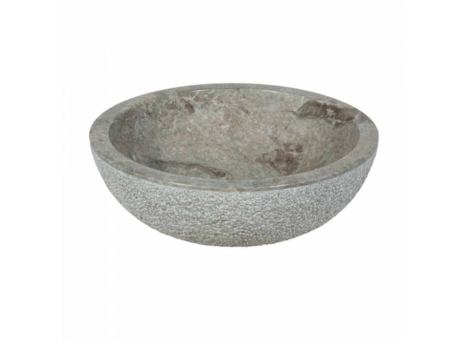Wastafel Ondersteuning Round Stone Natural Gray Buiten Raw Pai Viadurini