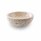 Ronde aanrecht wastafel handgemaakt in wit marmer - linnen Viadurini