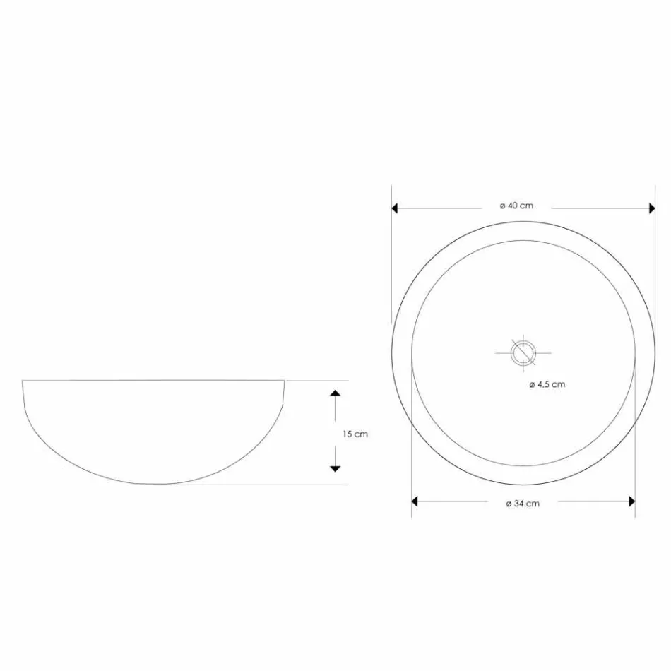 Ronde aanrecht wastafel handgemaakt in wit marmer - linnen Viadurini