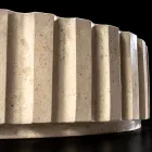 Ronde aanrechtwastafel gemaakt van travertijnmarmer - Cattleya Viadurini