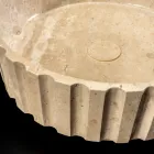 Ronde aanrechtwastafel gemaakt van travertijnmarmer - Cattleya Viadurini