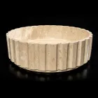 Ronde aanrechtwastafel gemaakt van travertijnmarmer - Cattleya Viadurini