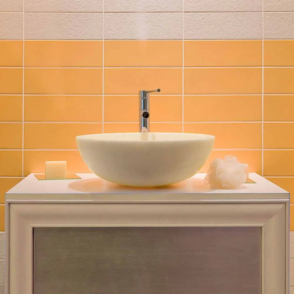 Wastafel Ondersteuning Ronde Beige Outside Smooth Nusa Viadurini