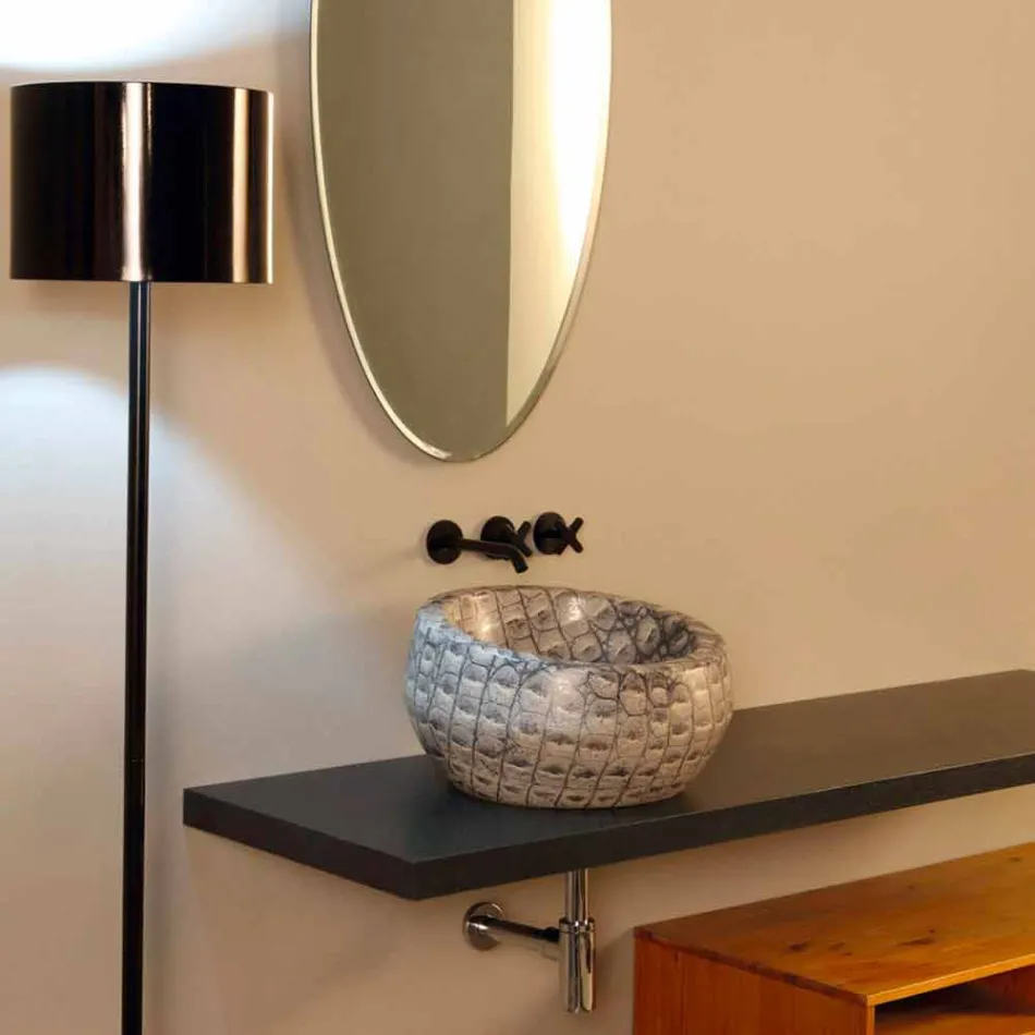 Caiman keramische ronde aanrecht wastafel gemaakt in Italië Elisa ontwerp Viadurini