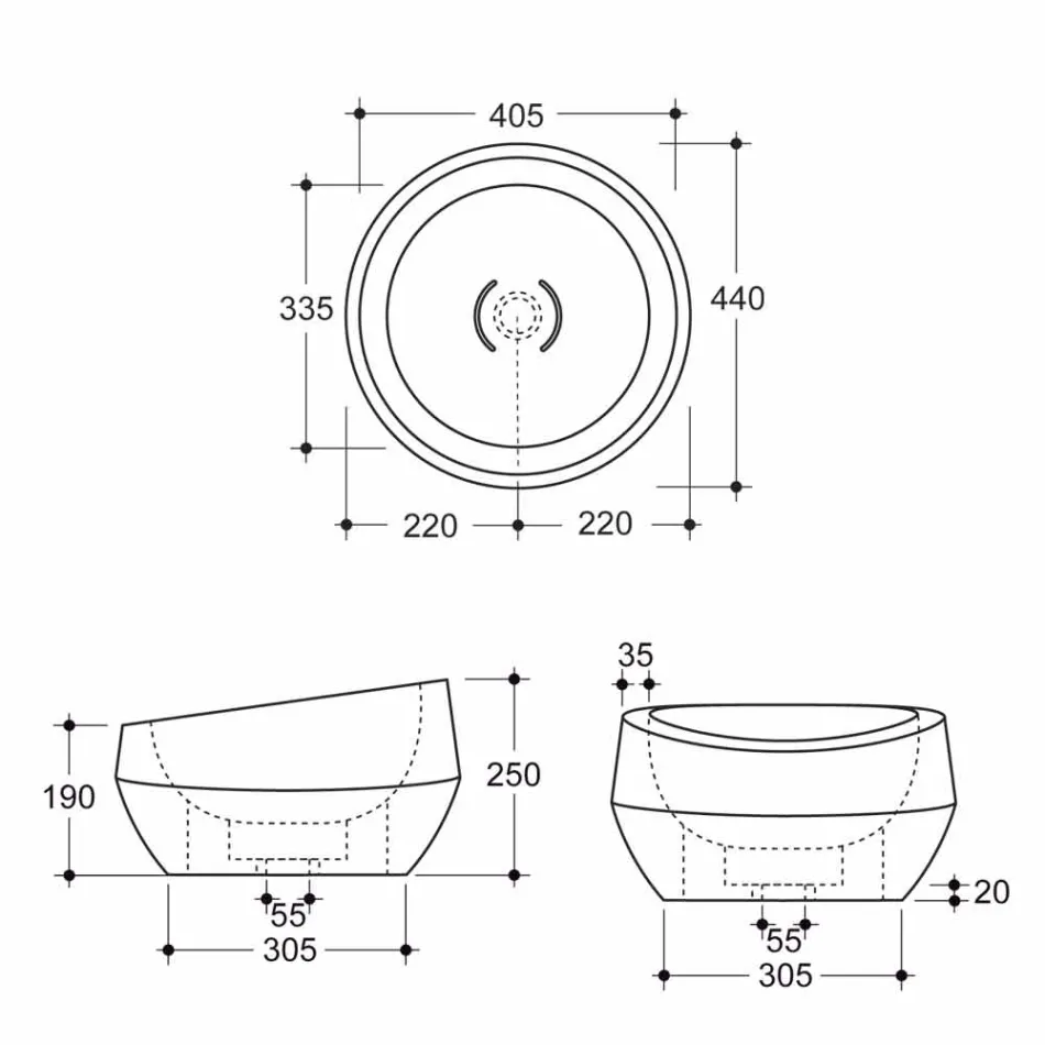 Caiman keramische ronde aanrecht wastafel gemaakt in Italië Elisa ontwerp Viadurini