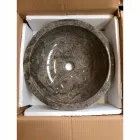 Ronde grijze aanrechtwastafel met gepolijste buitenkant van Nusa Viadurini