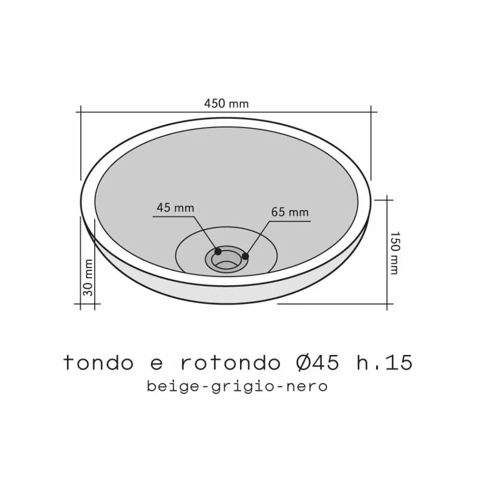 Wastafel round ondersteuning antraciet Moyo Viadurini