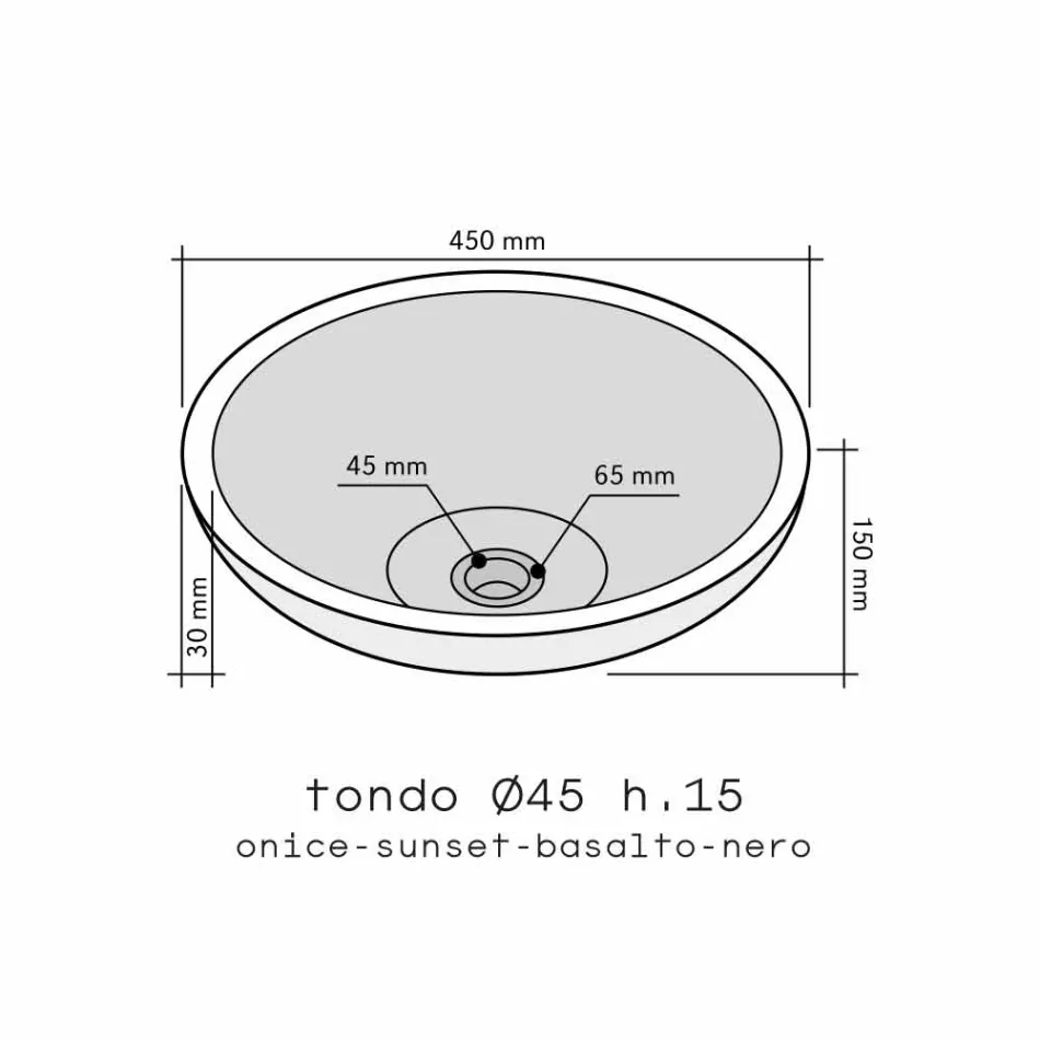 Giava onyx ronde aanrecht wasbak Viadurini