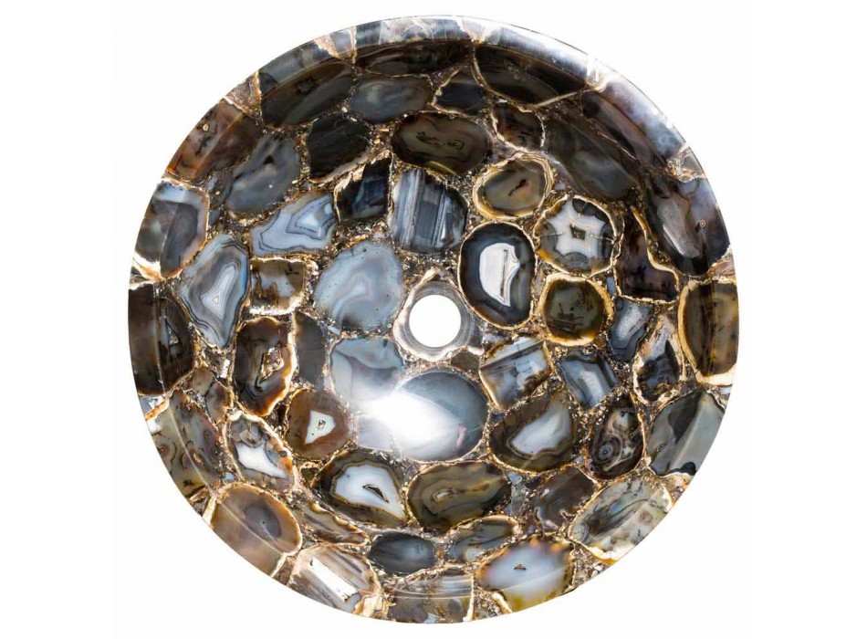 Wastafel round ondersteuning agata Macy steen, modern design Viadurini