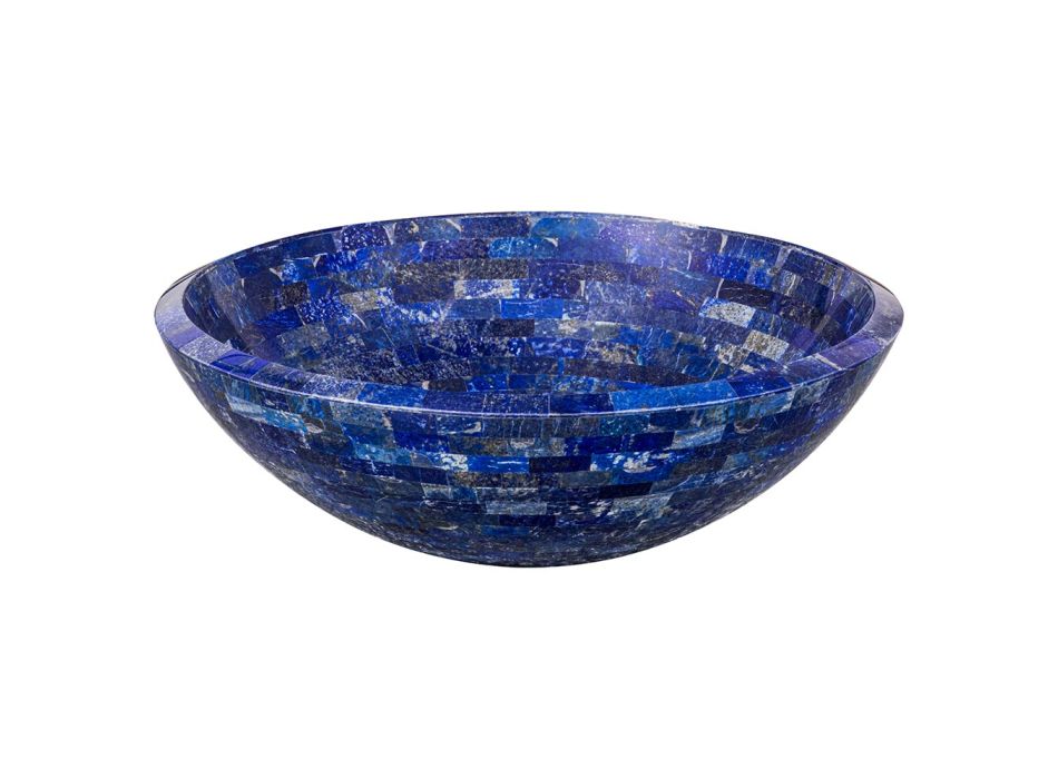 Ronde wastafel in Pongo lapis lazuli steen, uniek stuk Viadurini