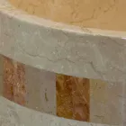 Ronde aanrecht natuursteen wastafel Clio wit Viadurini