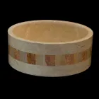 Ronde aanrecht natuursteen wastafel Clio wit Viadurini