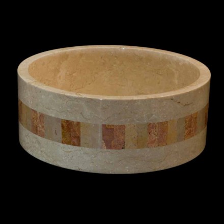 Ronde aanrecht natuursteen wastafel Clio wit Viadurini