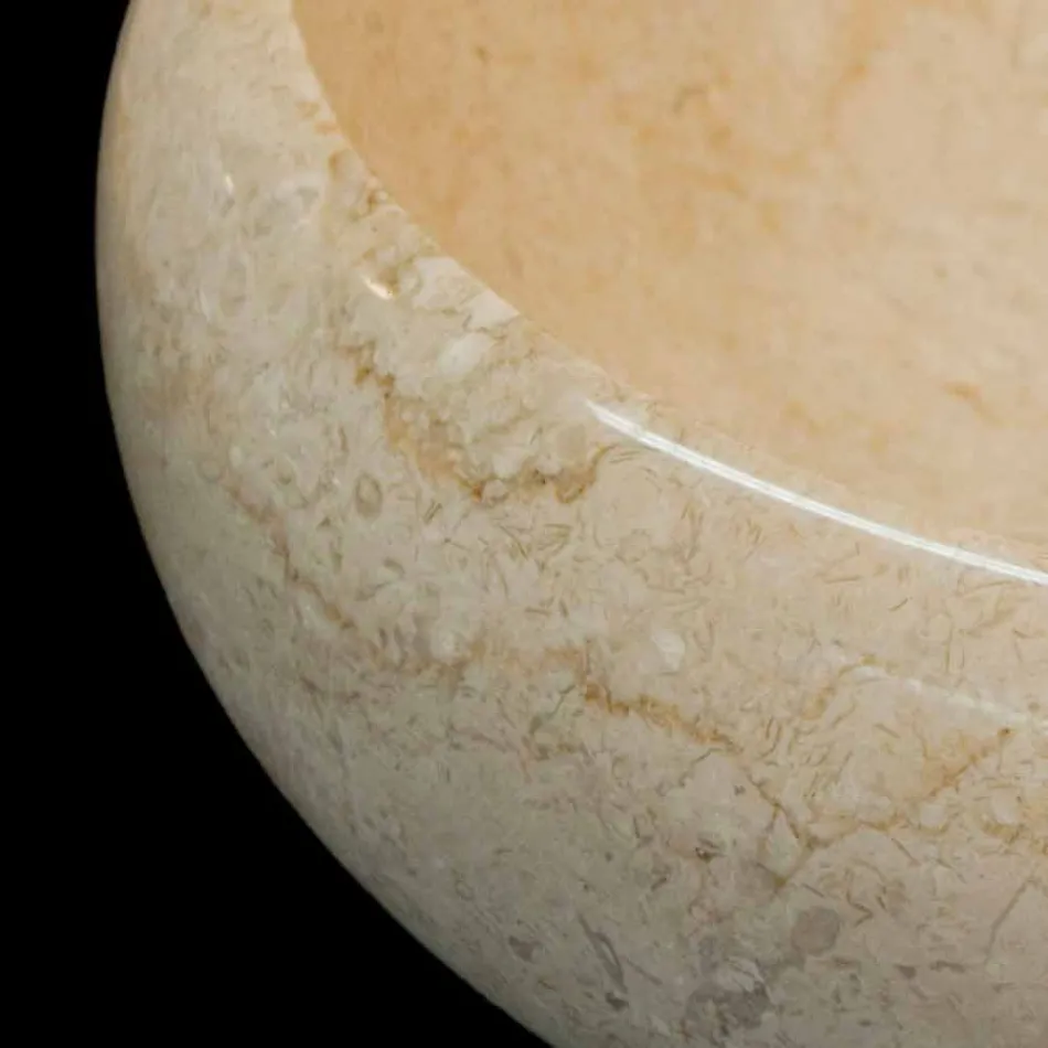 Aanrecht rond natuurstenen wastafel Layla wit Viadurini