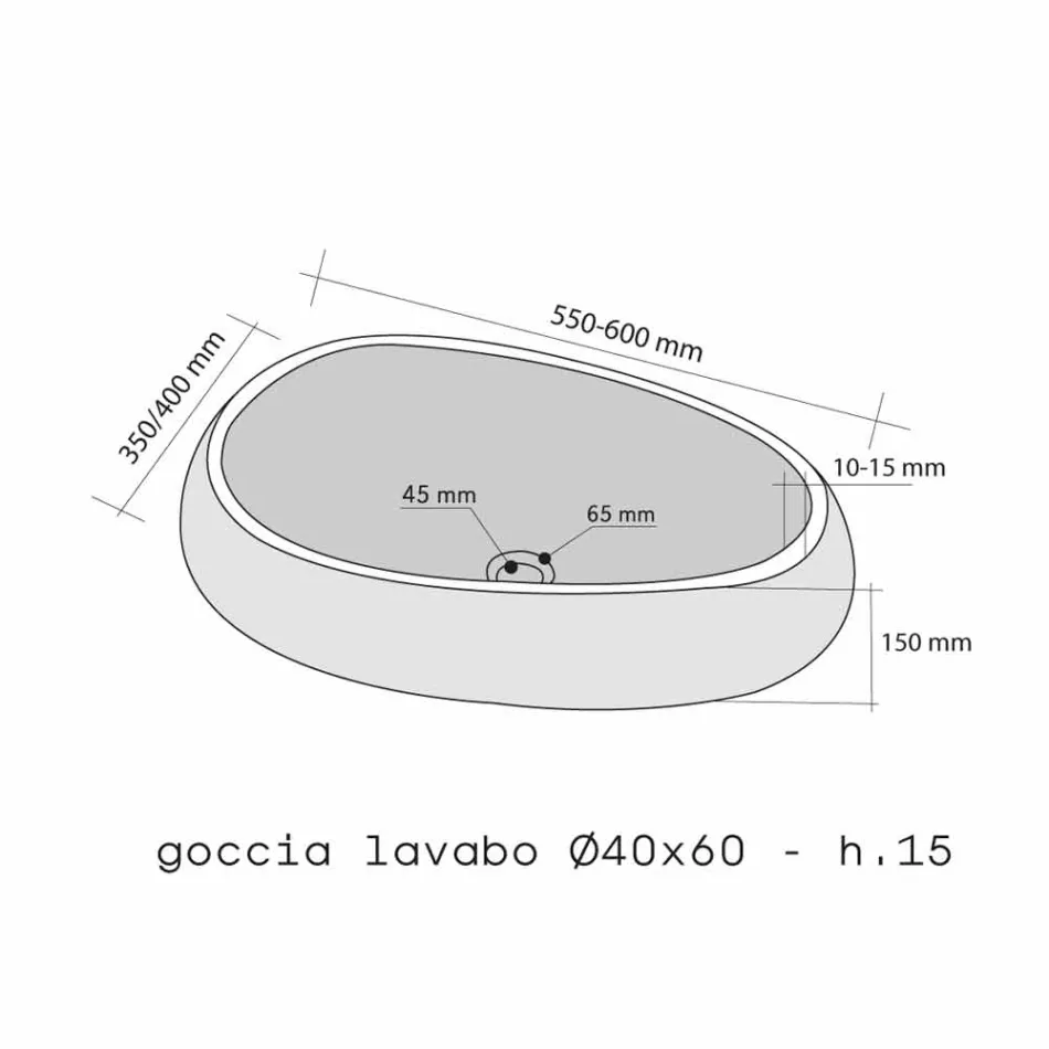 Ondersteunende wastafel Stone Ronde Natural Black Waka Viadurini