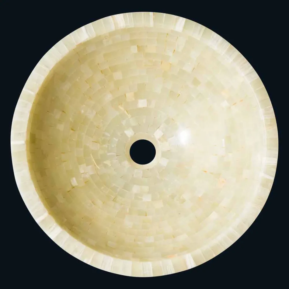 Wastafel round ondersteuning in honing onyxsteen Kilian Viadurini