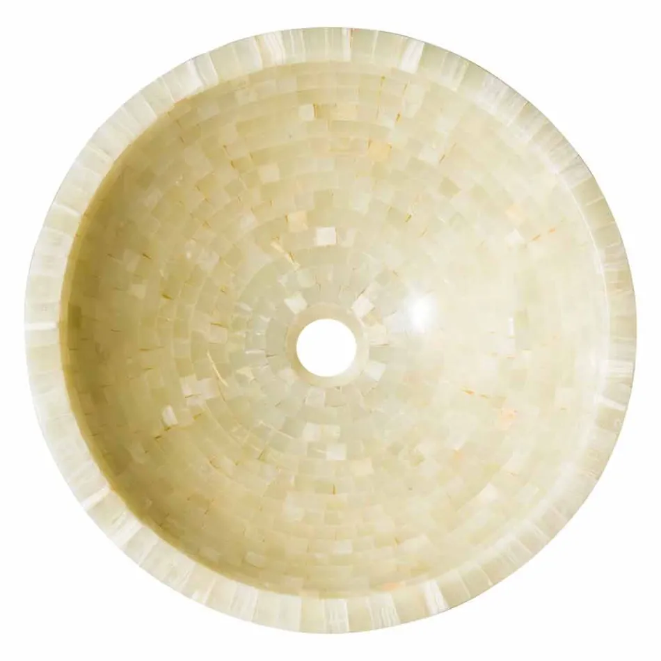 Wastafel round ondersteuning in honing onyxsteen Kilian Viadurini