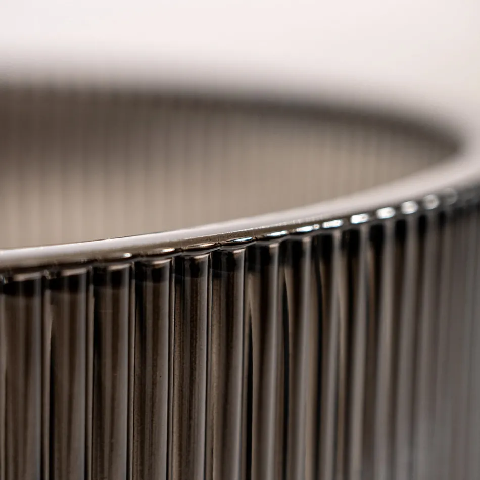 Ronde aanrechtwastafel in Plissè Venetiaans glas Made in Italy - Zirkoon Viadurini