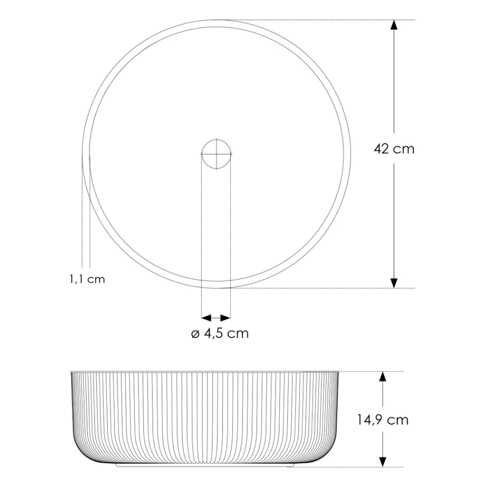 Ronde aanrechtwastafel in Plissè Venetiaans glas Made in Italy - Zirkoon Viadurini