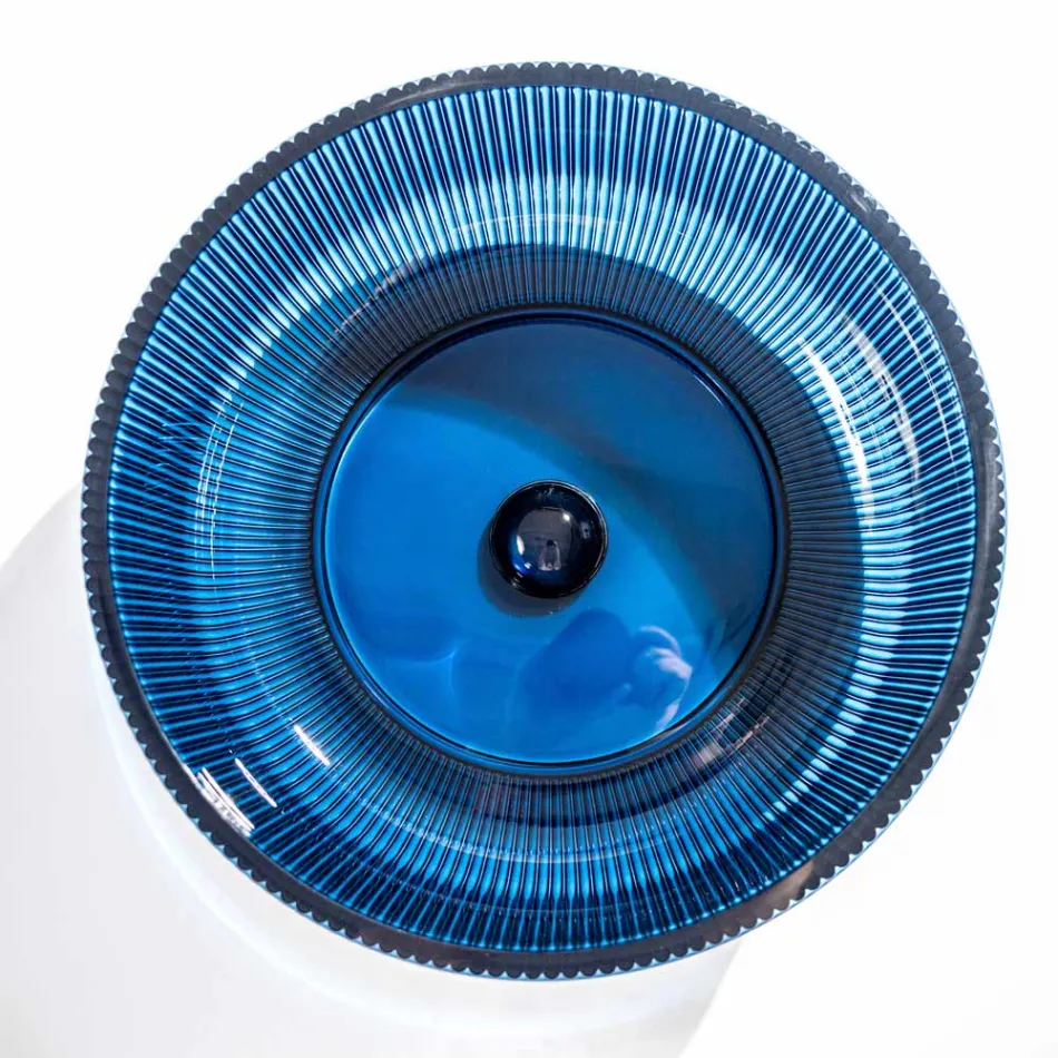 Ronde aanrechtwastafel in Plissè Venetiaans glas Made in Italy - Zirkoon Viadurini