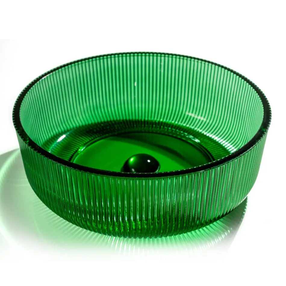 Ronde aanrechtwastafel in Plissè Venetiaans glas Made in Italy - Zirkoon Viadurini