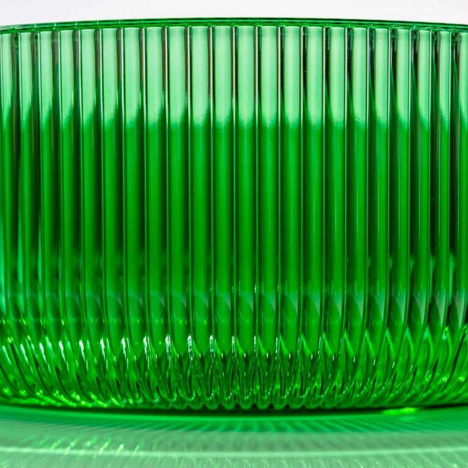 Ronde aanrechtwastafel in Plissè Venetiaans glas Made in Italy - Zirkoon Viadurini